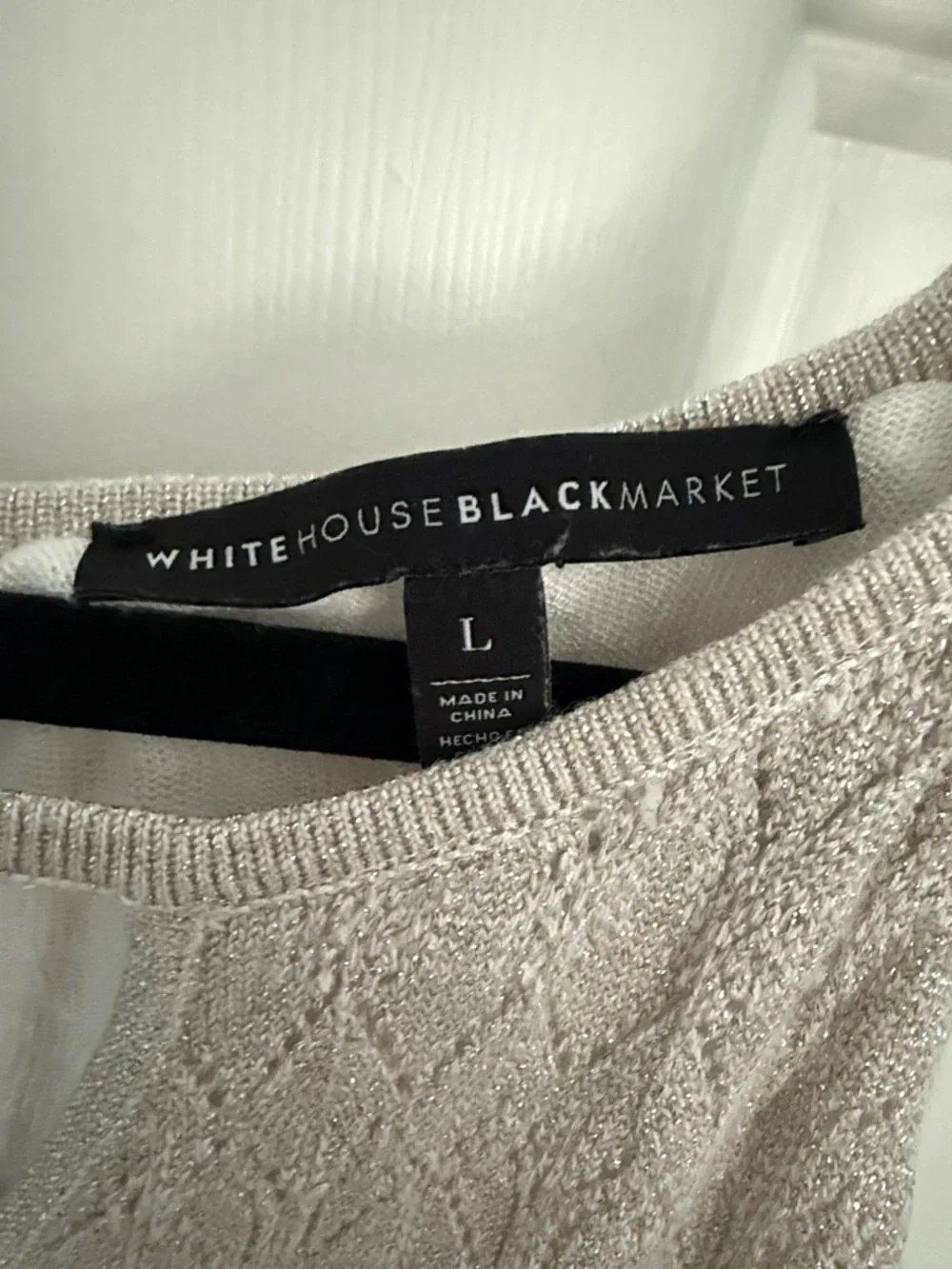 White House Black Market Strapless Crochet Knit Shell Dress in Light Taupe - Picture 3 of 3
